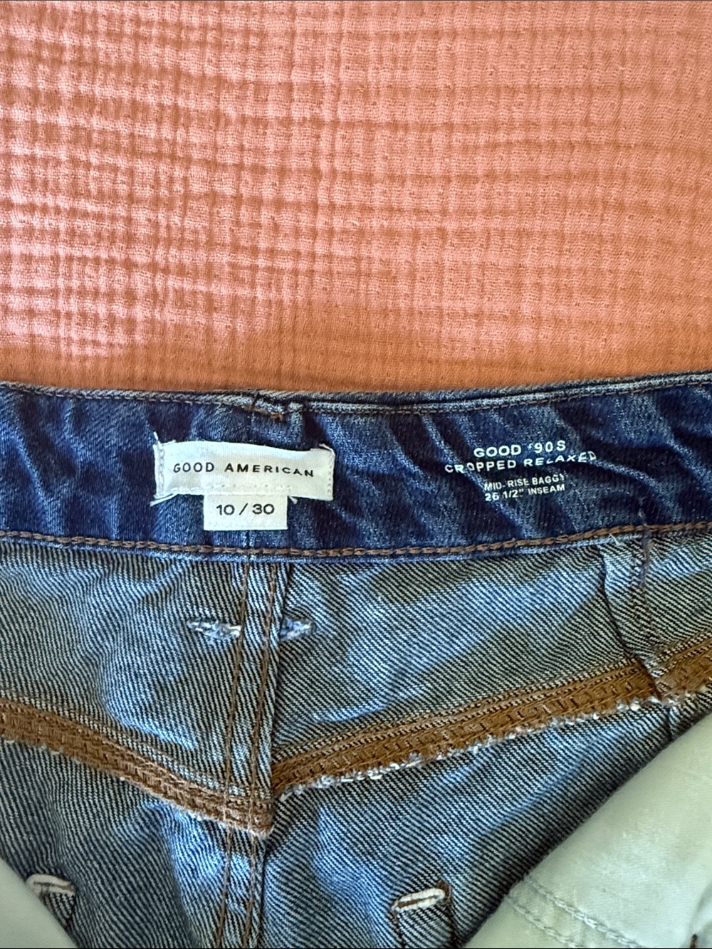 Good American Blue Cropped Relaxed 'Good 90s' Jeans